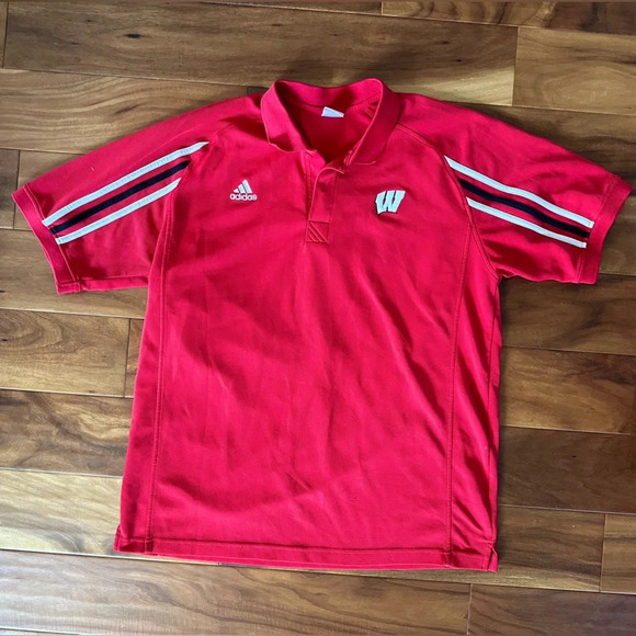 Adidas UW Badger Red Striped Shoulder Motion W Polo size XL - Picture 1 of 4